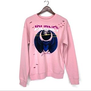 Journey Departure 80’s Rock Music Retro Graphic Slash Out Pink Sweatshirt New